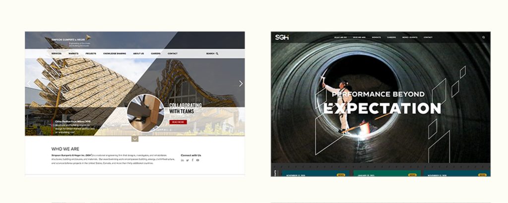 SGH - before and after web homepage