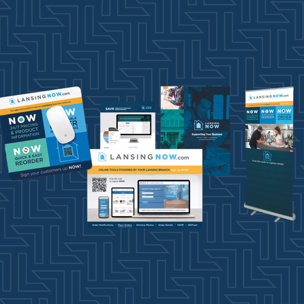 Collage of Lansing Now, an online destination for B2B operations by Lansing Building Products.