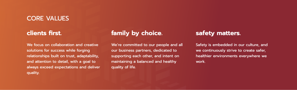 An overview of your firm's core values