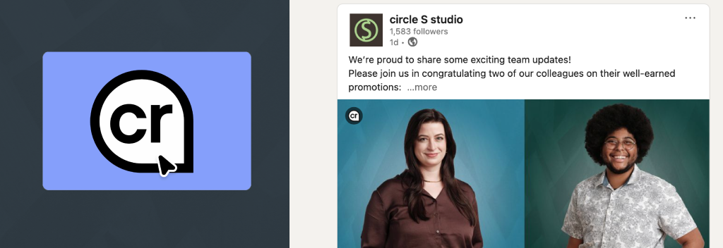 Content Credentials badge, as seen in a LinkedIn post from circle S studio